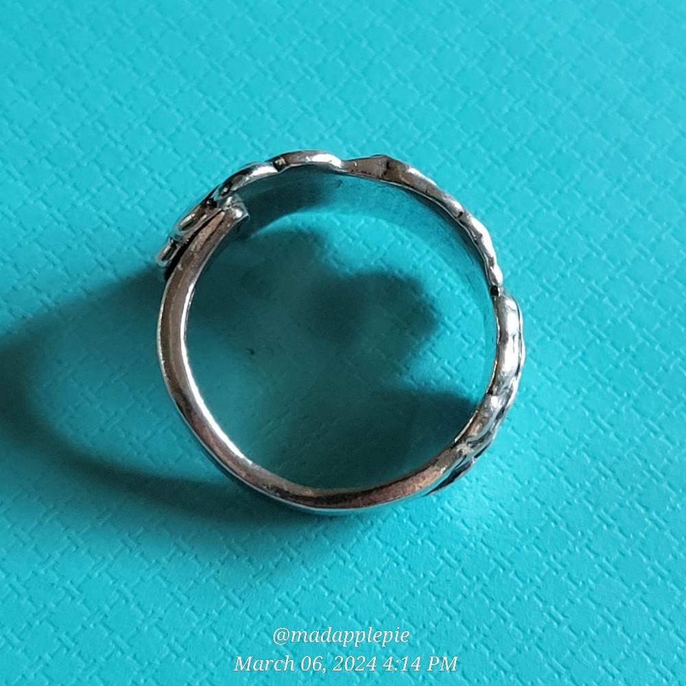 Antique Vintage Forget Me Not Spoon Ring in Sterling Silver Luxury Designer - Picture 9 of 16